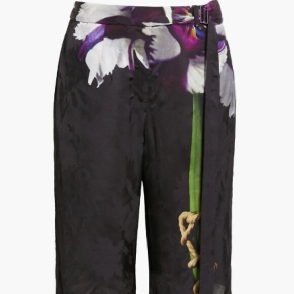 NWOT Jason Wu Collection Floral-Print Black Bermuda Shorts Tie Detail XS $1295 - Picture 8 of 9